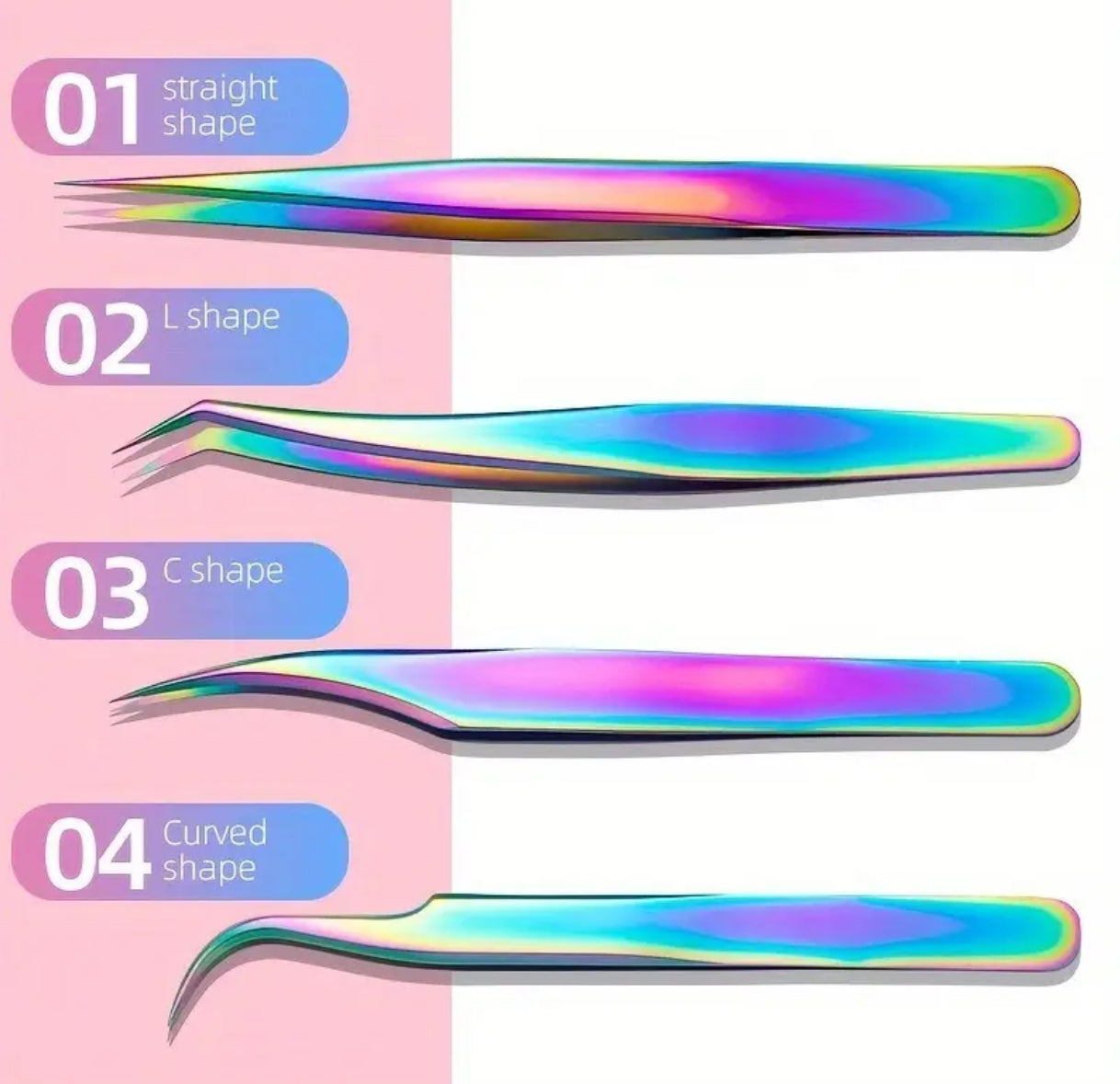 Set Of 4 High-precision Eyelash Extension Tweezers Titanium